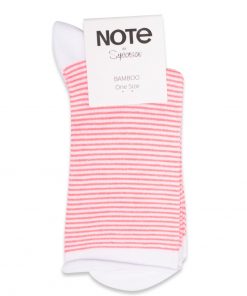 Oroblu - Note Woman Bamboo Stripes Roll Top - White/Pink Stripes