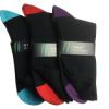 iZ Sock 3 pak med farvet hæl og tå bambusstrømper i sort, rød, lilla og turkis til unisex 42 - 43