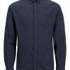 Classic Melange Skjorte - Navy Blazer Slim Fit