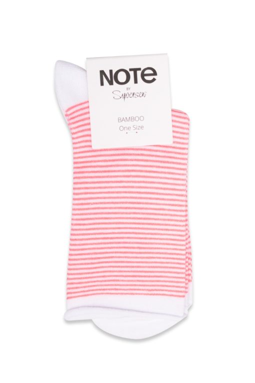 Oroblu - Note Woman Bamboo Stripes Roll Top - White/Pink Stripes